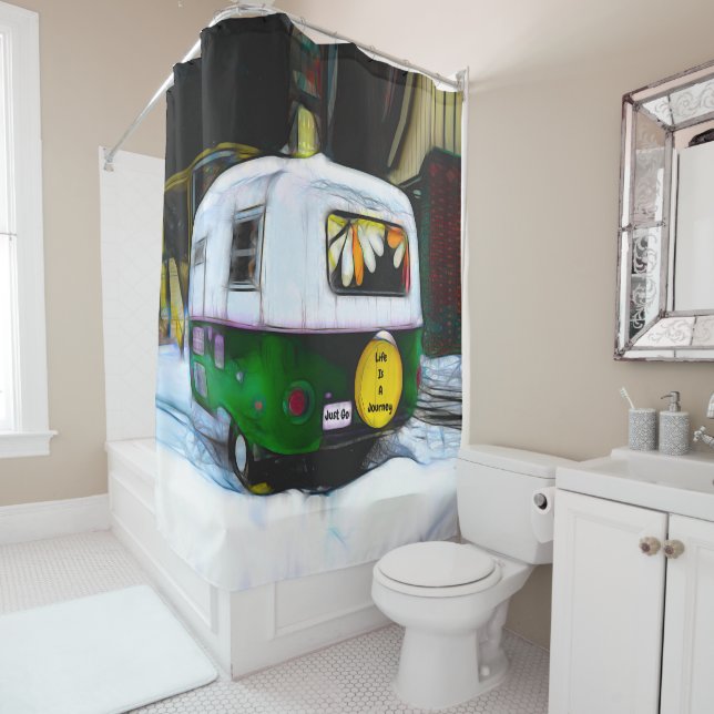 Hippie Life ist eine Reise zu gehen Retro Camper Duschvorhang (Beispiel)