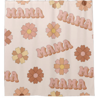 Hippie Mama nahtloses Muster. Groovy Hintergrund.  Duschvorhang