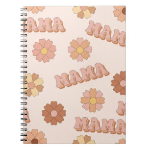 Hippie Mama nahtloses Muster. Groovy Hintergrund.  Notizblock