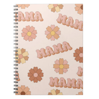 Hippie Mama nahtloses Muster. Groovy Hintergrund. Notizblock