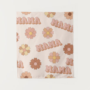 Hippie Mama nahtloses Muster. Groovy Hintergrund.  Wandteppich