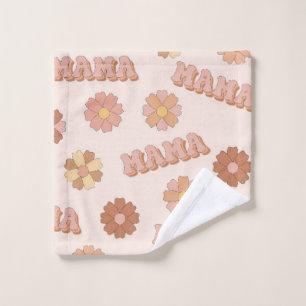 Hippie Mama nahtloses Muster. Groovy Hintergrund. Waschlappen