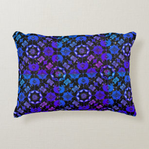 Hippie-Muster geometrisch Blau Lila Schwarz Dekokissen