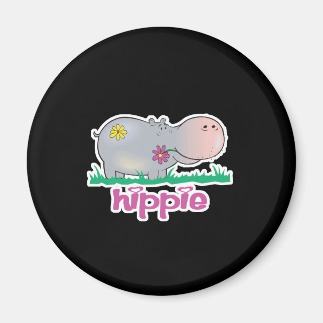 Hippie Nilpferd Magnet (Vorne)