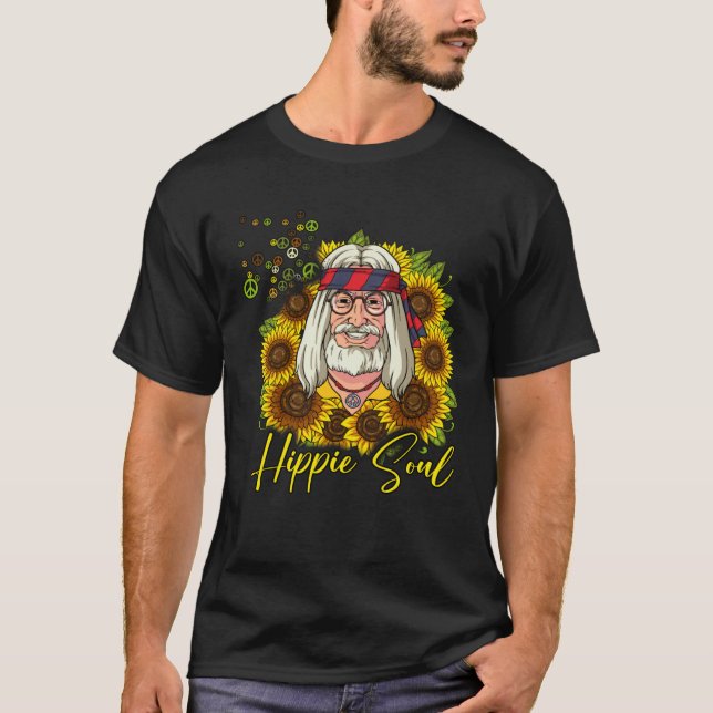 Hippie Old Man Sunflower Hippie Soul T-Shirt (Vorderseite)