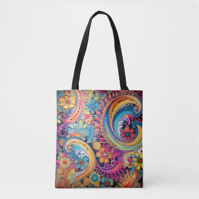 Hippie Paisley Neon Tasche (Vorderseite)