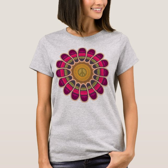 Hippie Peace-Blume T-Shirt (Vorderseite)