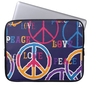 Hippie Peace: Lebhaftes Symboldesign. Laptopschutzhülle