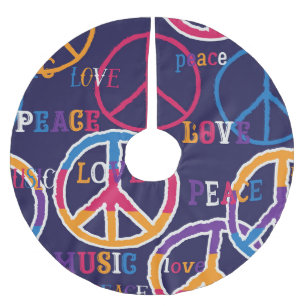 Hippie Peace: Lebhaftes Symboldesign. Polyester Weihnachtsbaumdecke