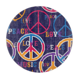 Hippie Peace: Lebhaftes Symboldesign. Schneidebrett
