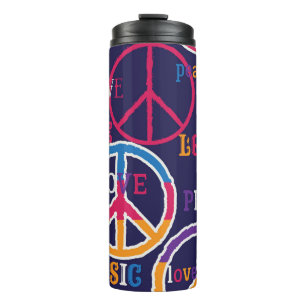 Hippie Peace: Lebhaftes Symboldesign. Thermosbecher