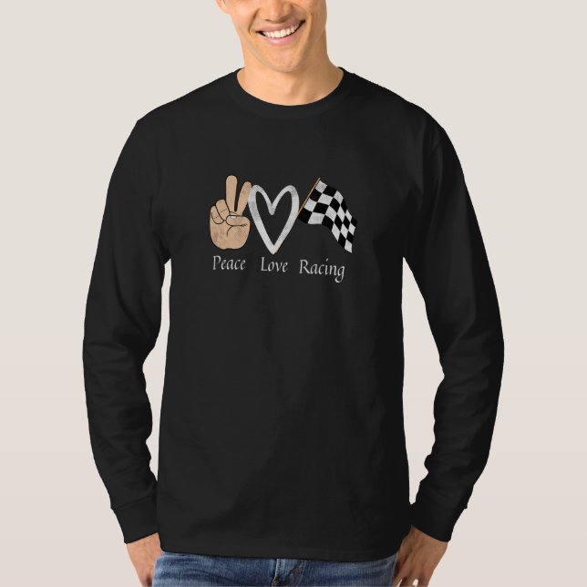 Hippie Peace Liebe Racing Car Race Flag Design T-Shirt (Vorderseite)