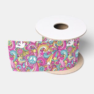Hippie, Peace & Liebe Ribbon Satinband
