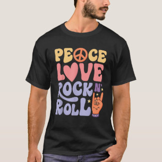 Hippie Peace Liebe Rock Roll Retro 60er 70er Groov T-Shirt