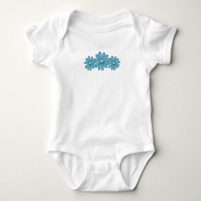 Hippie Peace Sign Blume Aqua Baby Strampler (Vorderseite)