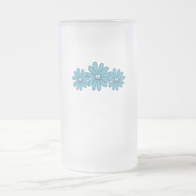 Hippie Peace Sign Blume Aqua Mattglas Bierglas (Mittel)