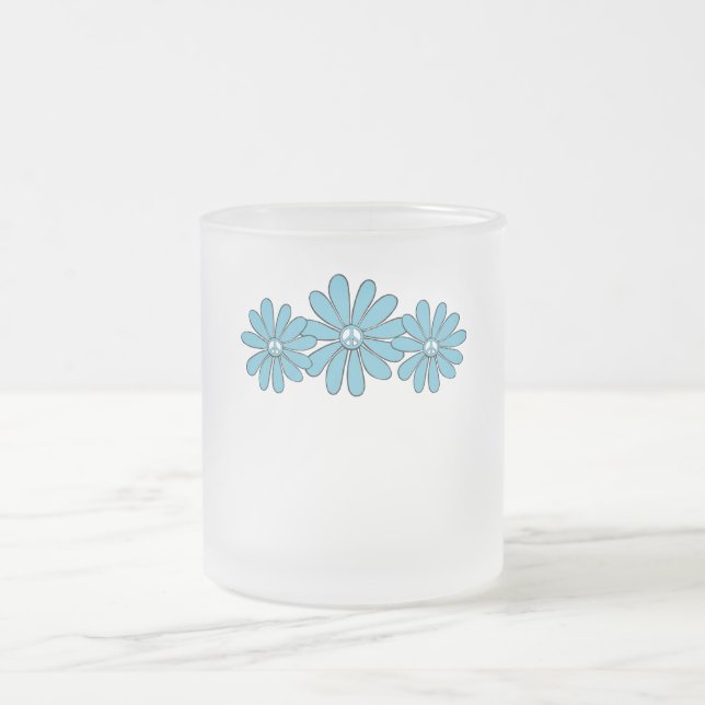 Hippie Peace Sign Blume Aqua Mattglastasse (Mittel)