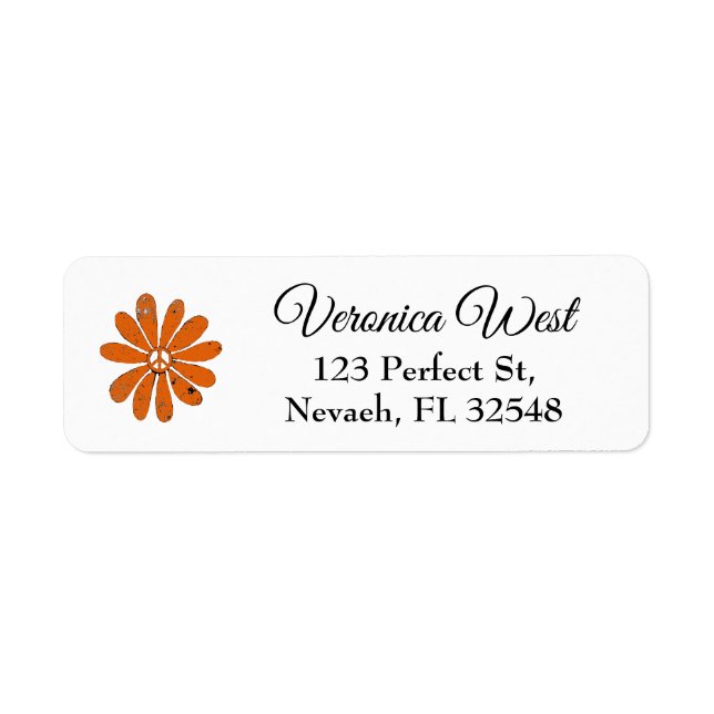 Hippie Peace Sign Blume Orange Distressed Look (Vorne)