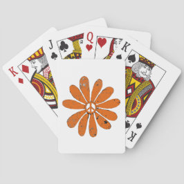 Hippie Peace Sign Blume Orange Distressed Look Spielkarten