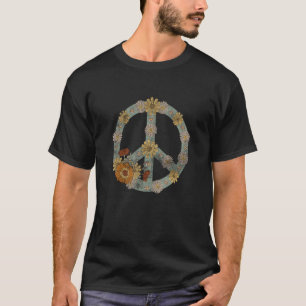 Hippie Peace Sign Retro Floral Peace 70er Blume Pe T-Shirt