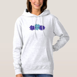 Hippie Peace Signa Blume Power Aqua Lila Hoodie