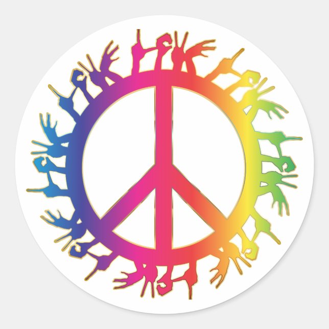 Hippie Peace Symbol Sixties Signieren Party Sticke Runder Aufkleber (Vorderseite)