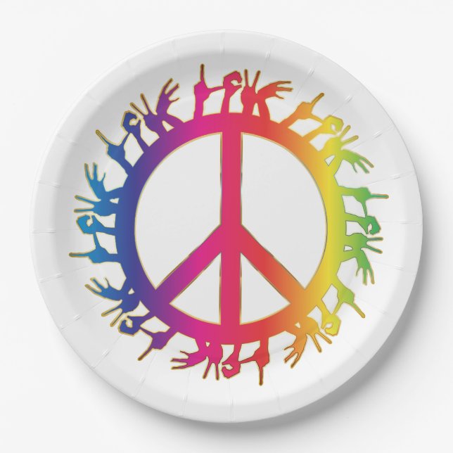 Hippie Peace Symbol Sixties Signieren Party Teller (Vorderseite)