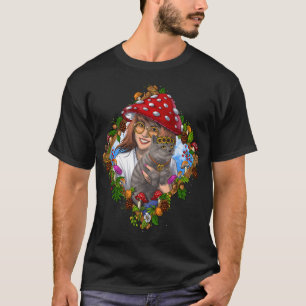 Hippie Pilz Katze T-Shirt