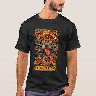 Hippie Pitbull Tarotkarte Spaß Pit Bull Die Zunge  T-Shirt