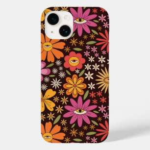 Hippie Psychedelic 70er Groovy Blume Augenmuster Case-Mate iPhone 14 Hülle