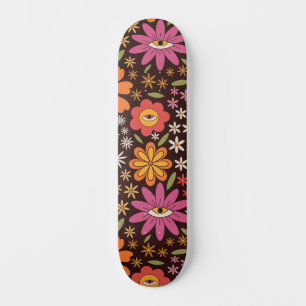 Hippie Psychedelic 70er Groovy Blume Augenmuster Skateboard