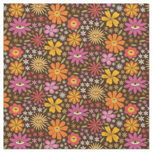 Hippie Psychedelic 70er Groovy Blume Augenmuster Stoff