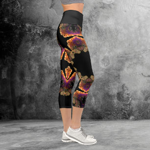 Hippie psychédélique Gold noir et Leggings pourpre