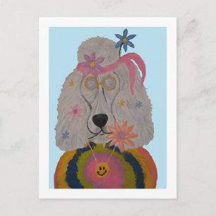 Hippie Pudel Flower Child  Einladungspostkarte