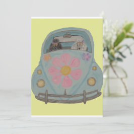 Hippie-Pudel in ihrem Flower-Child-Liebesauto Einladung