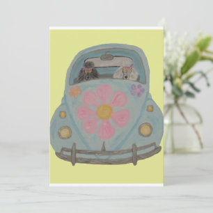 Hippie-Pudel in ihrem Flower-Child-Liebesauto Einladung