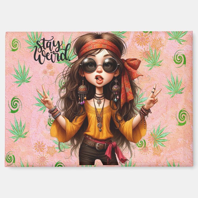 Hippie Quirky Bleibe Weird Magnet (Vorderseite)