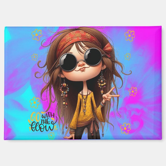Hippie Quirky Girl Flow Magnet (Recto)