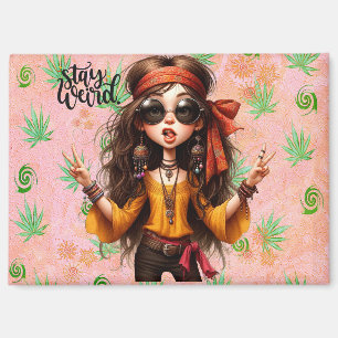 Hippie Quirky Rester Étrange Magnet