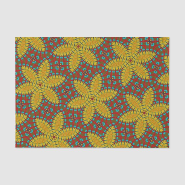 Hippie Red Blue Yellow Green Ethnic Trippy Seidenpapier (Vorderseite)