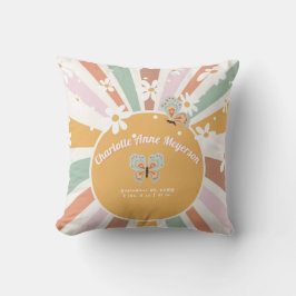 Hippie Retro 70er Sunshine Daisy Baby Birth Stats Kissen