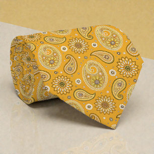 Hippie-Retro-Gelber-Paisley-Schlips Krawatte