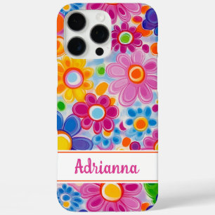 Hippie Retro Groovy Floral Personalisiert iPhone 16 Pro Max Hülle