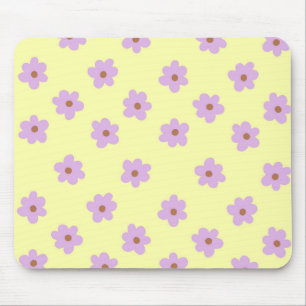 Hippie Retro Lila Gelb Blumen Y2K Muster Mousepad
