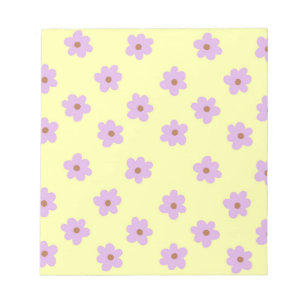 Hippie Retro Lila Gelb Blumen Y2K Muster Notizblock