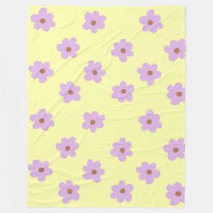 Hippie Retro Lila Gelbe Blume Y2K Muster Fleecedecke