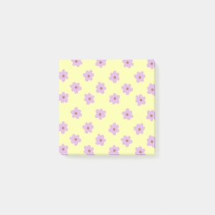 Hippie-Retro-Lila-Gelbes-Blumen-Y2K-Muster Post-it Klebezettel