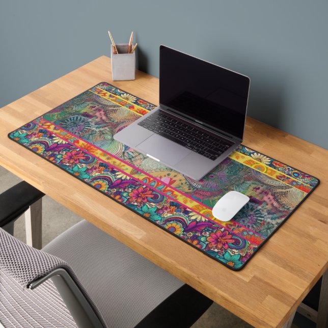 Hippie rétro : Mat de bureau d'Imaginaires floraux (Bureau 2)