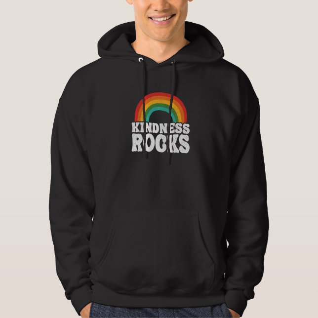 Hippie Retro Teacher Anti Bullying Rainbow Kindnes Hoodie (Vorderseite)
