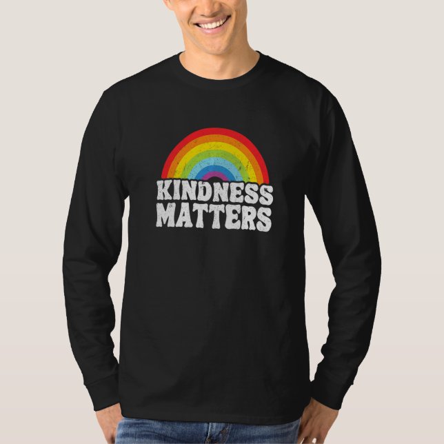 Hippie Retro Teacher Anti Bullying Rainbow Kindnes T-Shirt (Vorderseite)